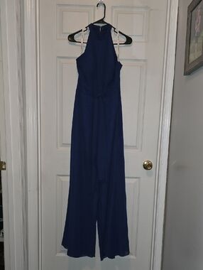Women’s Navy Halter Jumpsuit with Tie Waist